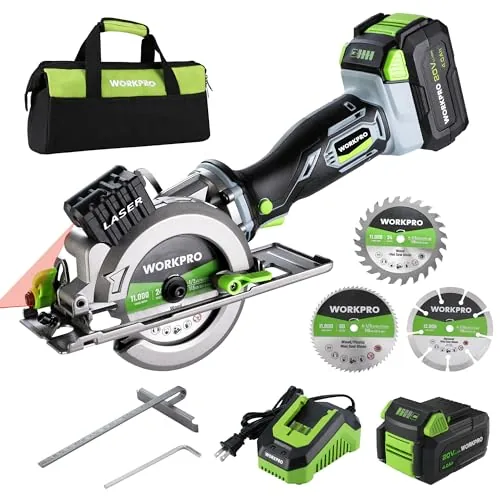 WORKPRO 20V 4-1/2" Cordless Mini Circular Saw 4.0Ah