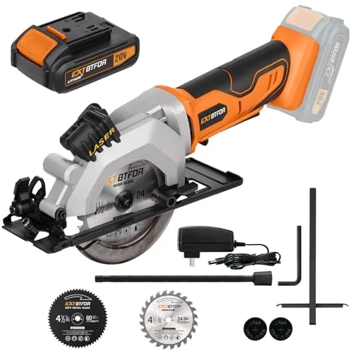 Extbtfor 4-1/2" Cordless Mini Circular Saw with Laser