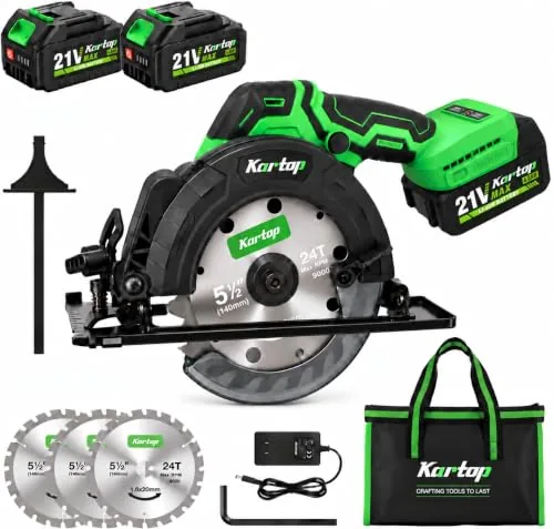 KARTOP 5-1/2" Cordless Mini Circular Saw, Dual Battery